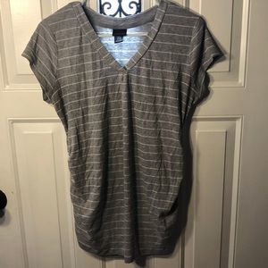 Grey Stipe Maternity Top